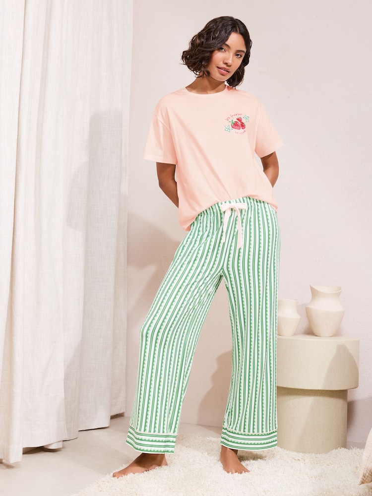 Friends Like These Pink/Green Strawberry Short Sleeve Pyjamas - Image 2 of 4