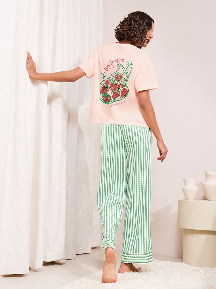 Friends Like These Pink/Green Strawberry Short Sleeve Pyjamas - Image 4 of 4