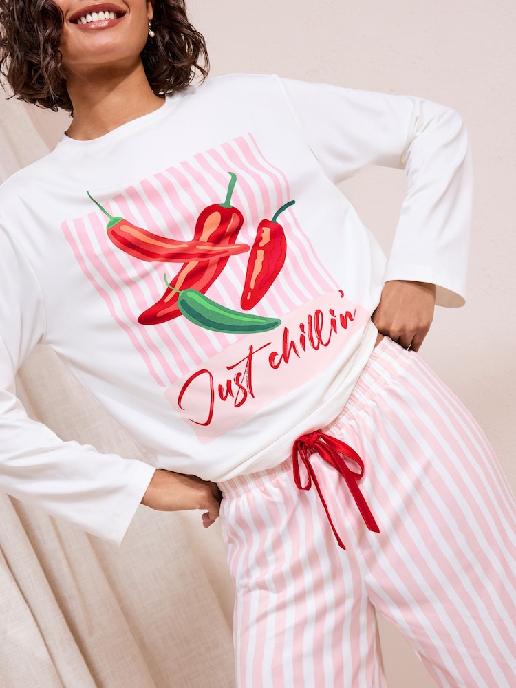 Friends Like These Pink Chilli Long Sleeve Pyjamas - Image 1 of 4