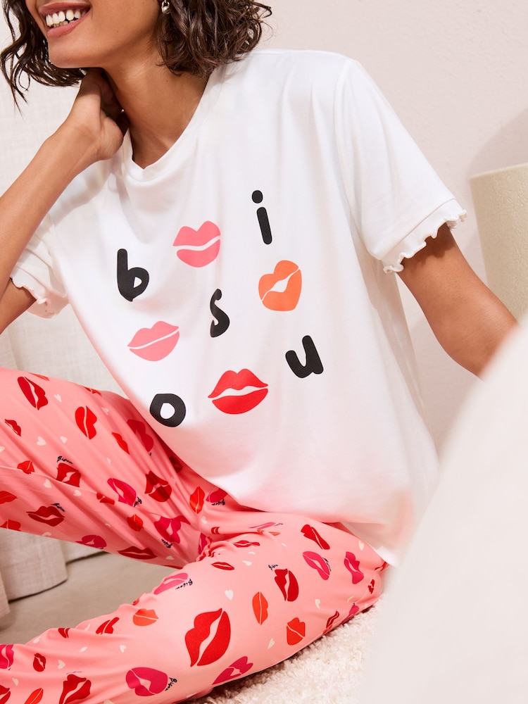 Biały/różowy - Friends Like These Short Sleeve Pyjamas - Obraz 1 z 5