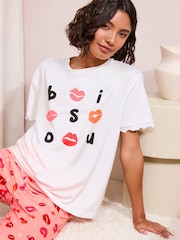 Biały/różowy - Friends Like These Short Sleeve Pyjamas - Obraz 2 z 5