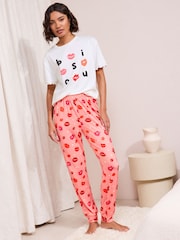 Biały/różowy - Friends Like These Short Sleeve Pyjamas - Obraz 4 z 5