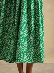 Joules Mila Green Strawberry Print Sleeveless Midi Dress - Image 6 of 9