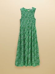 Joules Mila Green Strawberry Print Sleeveless Midi Dress - Image 9 of 9