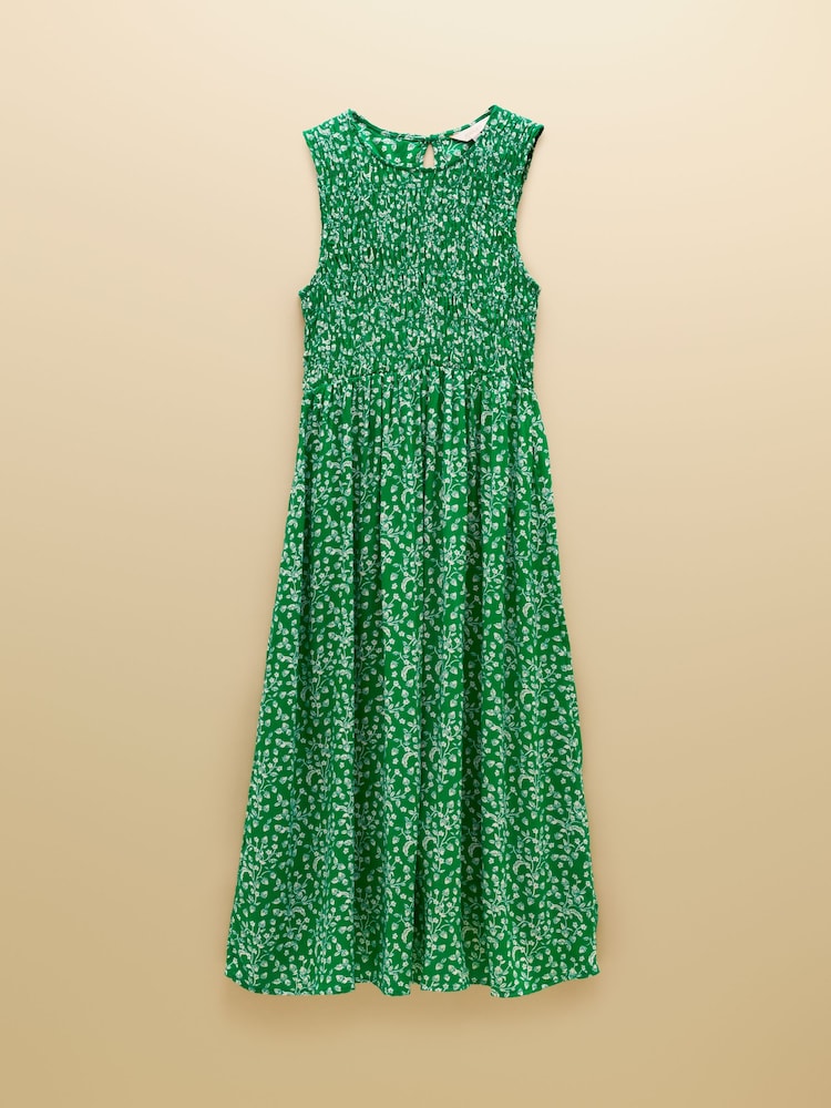 Joules Mila Green Strawberry Print Sleeveless Midi Dress - Image 9 of 9