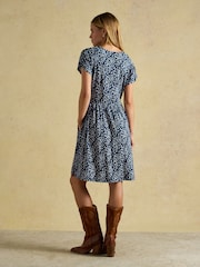 Joules Nia Navy Strawberry Print Jersey Short Dress - Image 2 of 8
