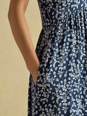 Joules Nia Navy Strawberry Print Jersey Short Dress - Image 5 of 8