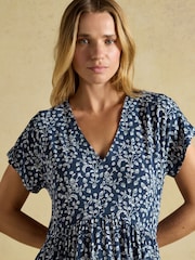 Joules Nia Navy Strawberry Print Jersey Short Dress - Image 6 of 8