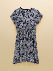 Joules Nia Navy Strawberry Print Jersey Short Dress - Image 8 of 8