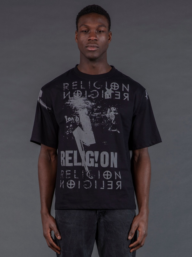 Religion Black Montage Colour T-Shirt - Image 1 of 5 Religion Black Montage Colour T-Shirt - Image 1 of 5