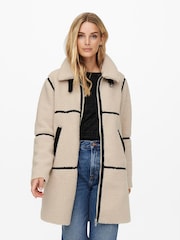 JDY Cream Long Teddy Jacket - Image 2 of 6