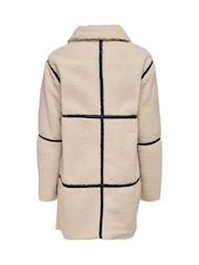 JDY Cream Long Teddy Jacket - Image 6 of 6