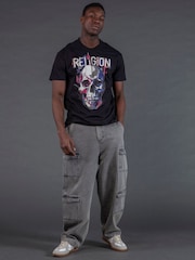 Religion Black Geometric Skull T-Shirt - Image 1 of 5