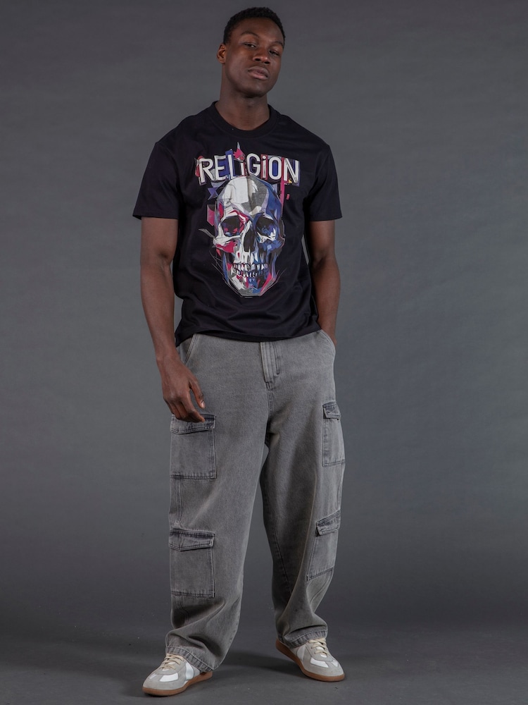 Religion Black Geometric Skull T-Shirt - Image 1 of 5 Religion Black Geometric Skull T-Shirt - Image 1 of 5