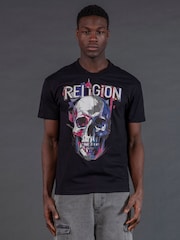 Religion Black Geometric Skull T-Shirt - Image 2 of 5