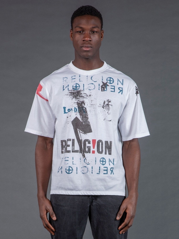 Religion White Montage Colour T-Shirt - Image 2 of 6 Religion White Montage Colour T-Shirt - Image 2 of 6