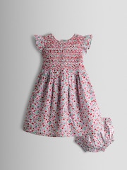 JoJo Maman Bébé Red Floral Smocked Floral Baby Dress - Image 1 of 7