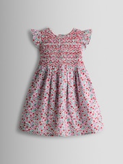 JoJo Maman Bébé Red Floral Smocked Floral Baby Dress - Image 2 of 7