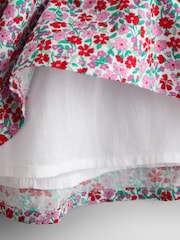 JoJo Maman Bébé Red Floral Smocked Floral Baby Dress - Image 6 of 7