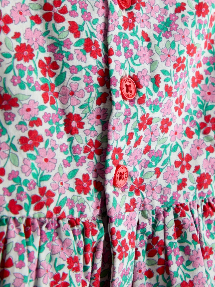 JoJo Maman Bébé Red Floral Smocked Floral Baby Dress - Image 7 of 7