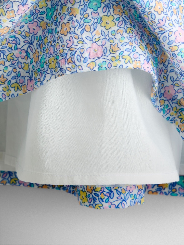 JoJo Maman Bébé Blue Floral Sleeveless Smocked Floral Dress - Image 7 of 7