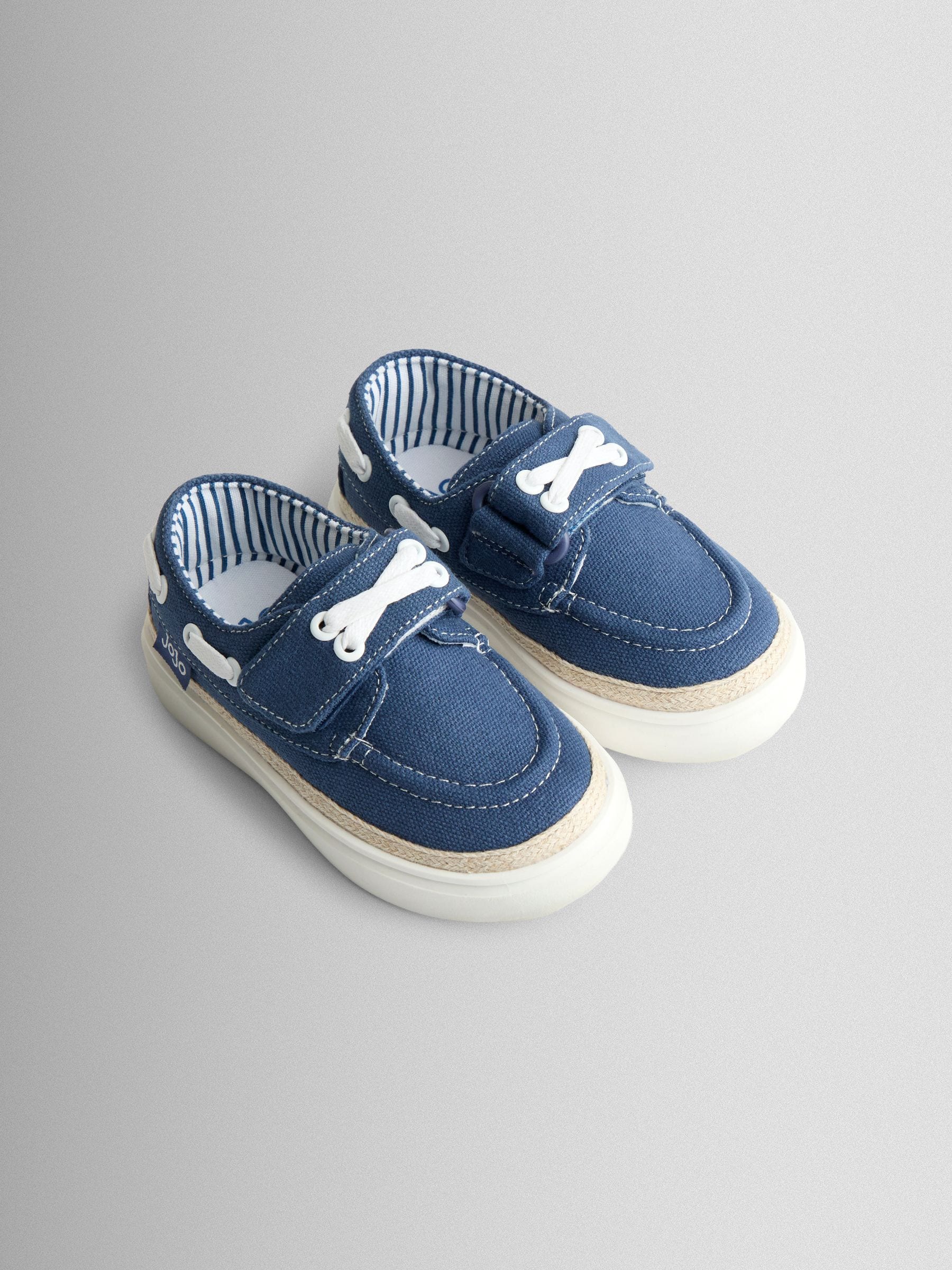 Jojo Maman Bébé Men's Navy Blue Canvas Boat Shoe