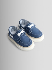 JoJo Maman Bébé Navy Blue Canvas Boat Shoe - Image 1 of 5