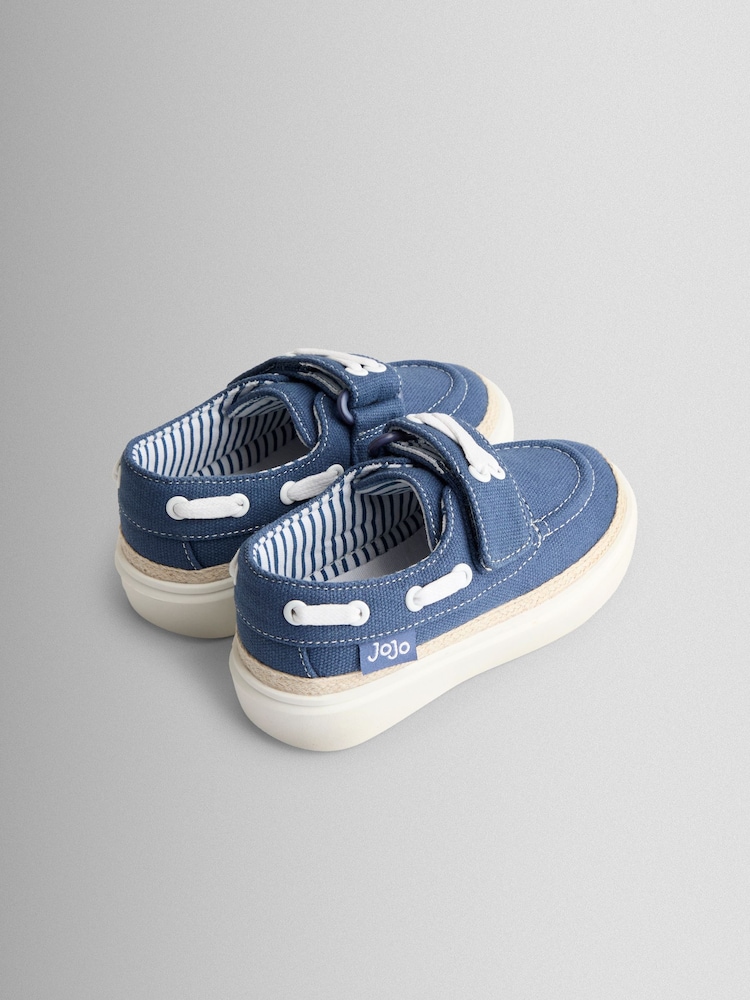 JoJo Maman Bébé Navy Blue Canvas Boat Shoe - Image 2 of 5 JoJo Maman Bébé Navy Blue Canvas Boat Shoe - Image 2 of 5