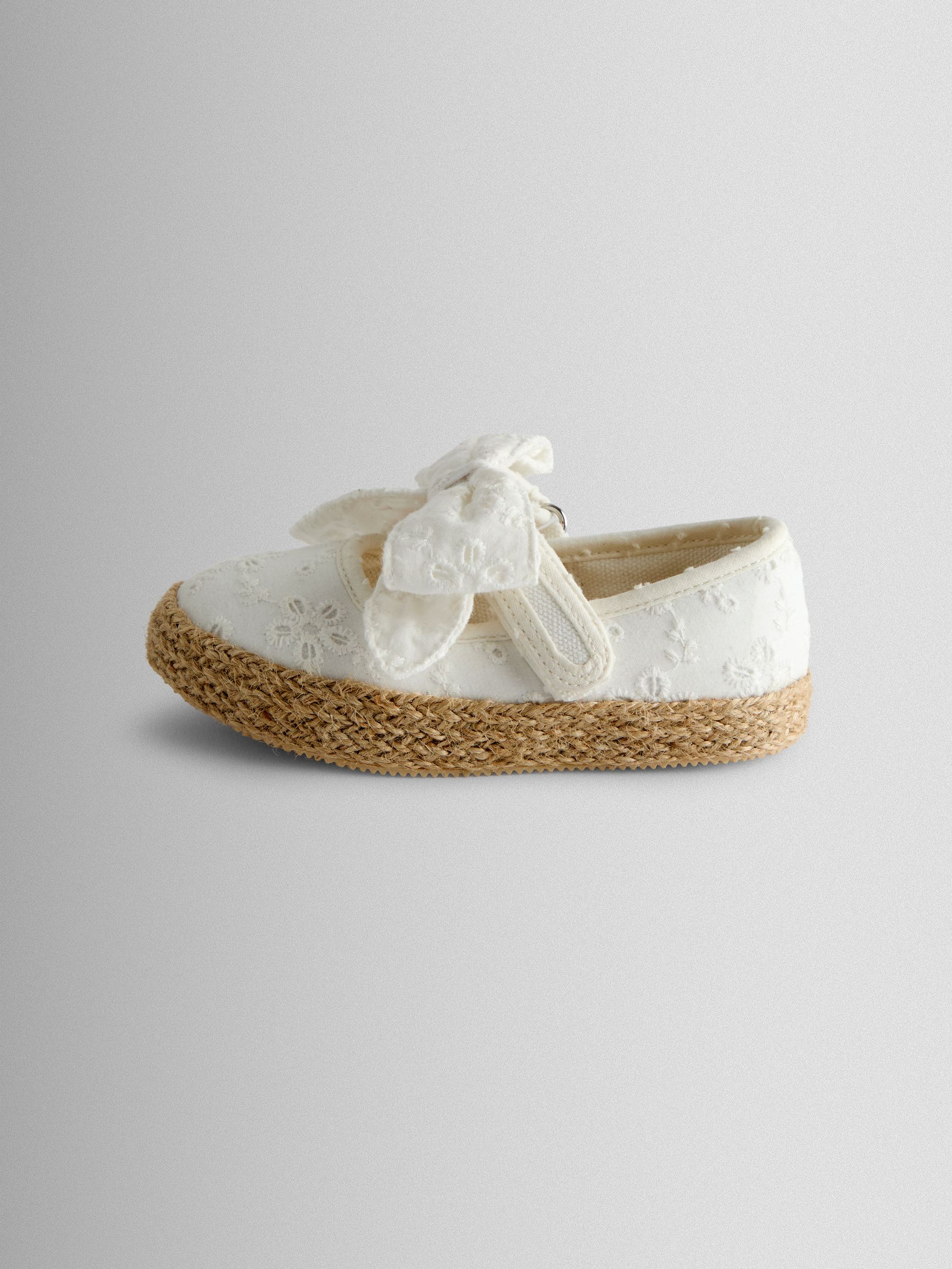 Buy JoJo Maman Bébé White Broderie Bow Strap Ballet Pumps from