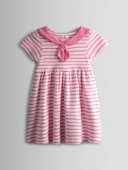 JoJo Maman Bébé Pink Short Sleeve Sailor Dress - Image 1 of 3