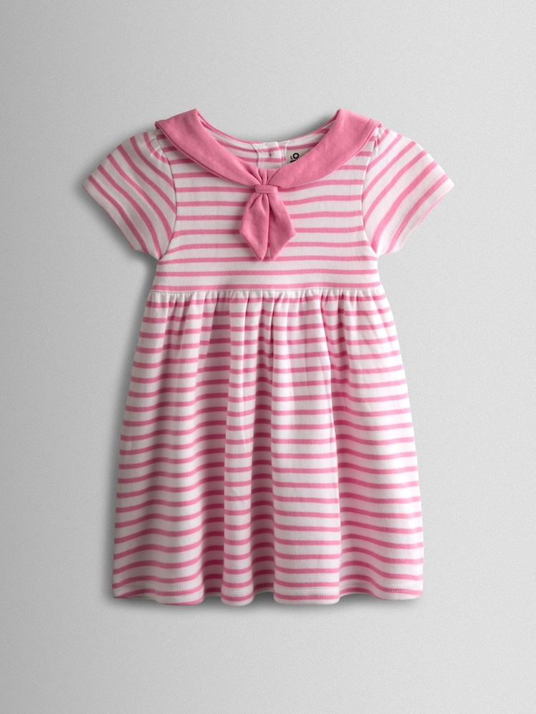 JoJo Maman Bébé Pink Short Sleeve Sailor Dress - Image 1 of 3