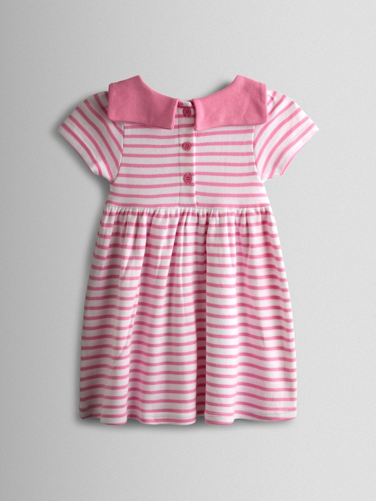 JoJo Maman Bébé Pink Short Sleeve Sailor Dress - Image 2 of 3