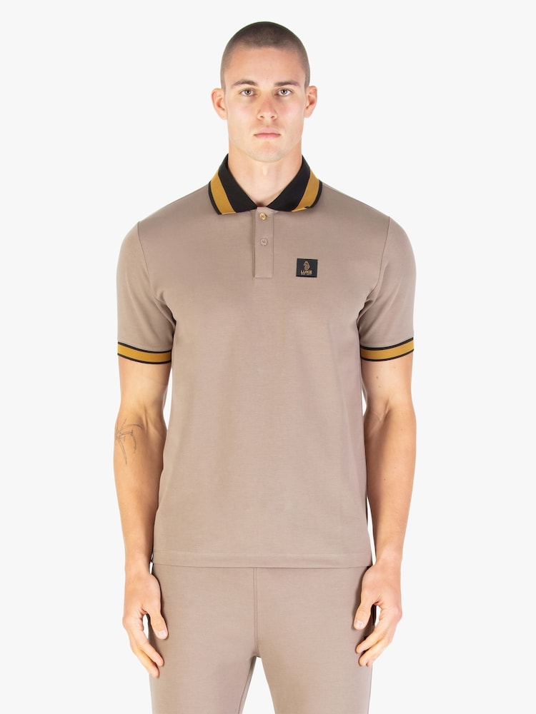 Luke 1977 Makati Brown Polo T-Shirt Hardnut Black Gold - Image 1 of 7 Luke 1977 Makati Brown Polo T-Shirt Hardnut Black Gold - Image 1 of 7