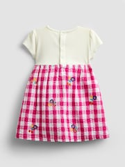 JoJo Maman Bébé Pink Gingham Fruit Embroidered Seersucker Combo Dress - Image 2 of 5