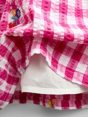 JoJo Maman Bébé Pink Gingham Fruit Embroidered Seersucker Combo Dress - Image 3 of 5