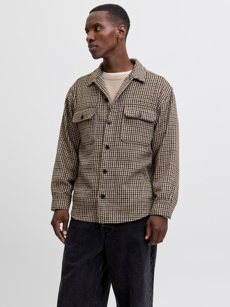 JACK & JONES Brown Check Overshirt - Image 1 of 5 JACK & JONES Brown Check Overshirt - Image 1 of 5