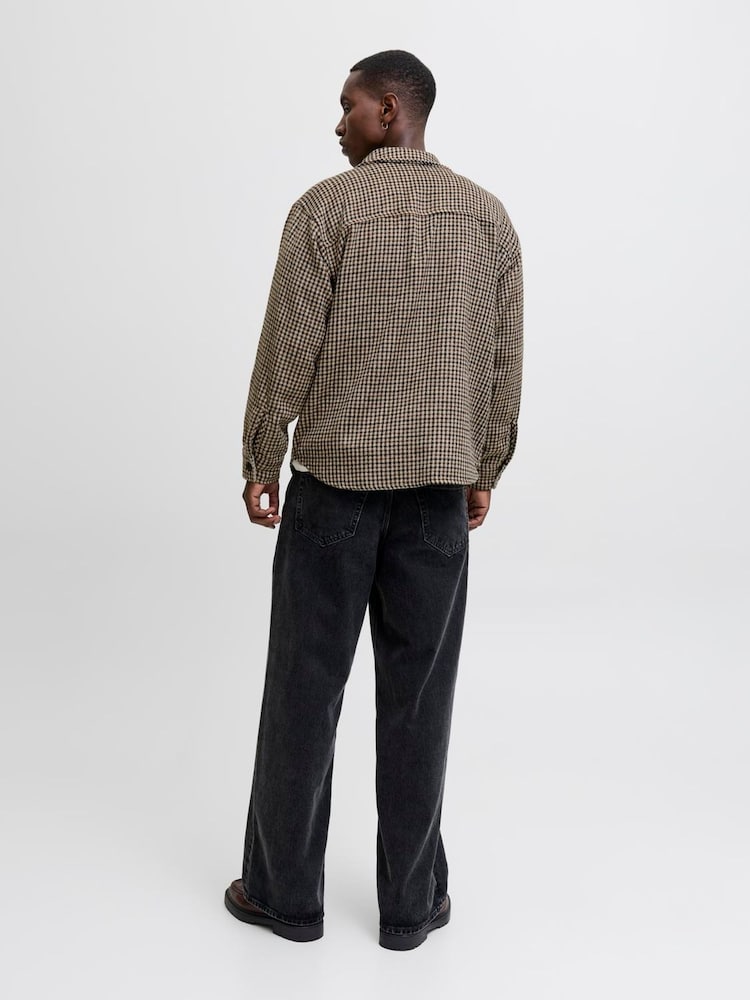 JACK & JONES Brown Check Overshirt - Image 2 of 5 JACK & JONES Brown Check Overshirt - Image 2 of 5