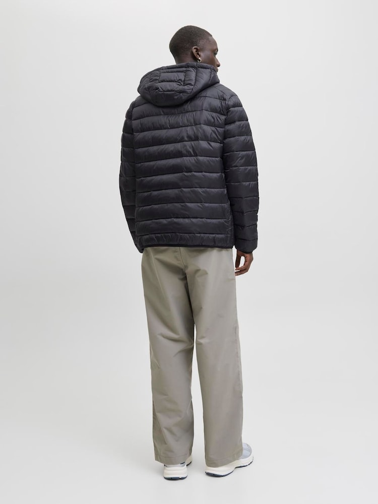 JACK & JONES Black Lightweight Hooded Puffer Jacket - Image 2 of 5 JACK & JONES Black Lightweight Hooded Puffer Jacket - Image 2 of 5