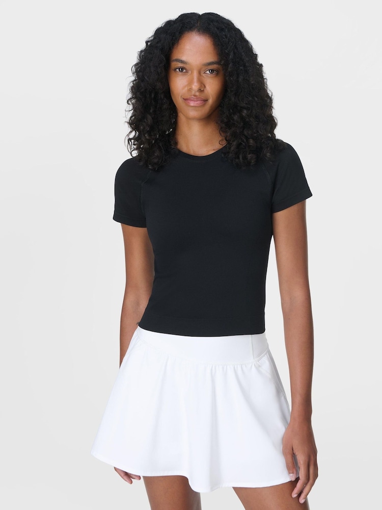 Sweaty Betty Black Athlete Crop Seamless Workout T-Shirt - Image 1 of 7 Sweaty Betty Black Athlete Crop Seamless Workout T-Shirt - Image 1 of 7