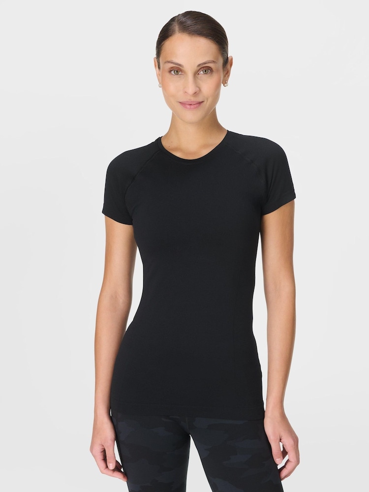 Sweaty Betty Black Athlete Seamless Workout T-Shirt - Image 2 of 7 Sweaty Betty Black Athlete Seamless Workout T-Shirt - Image 2 of 7
