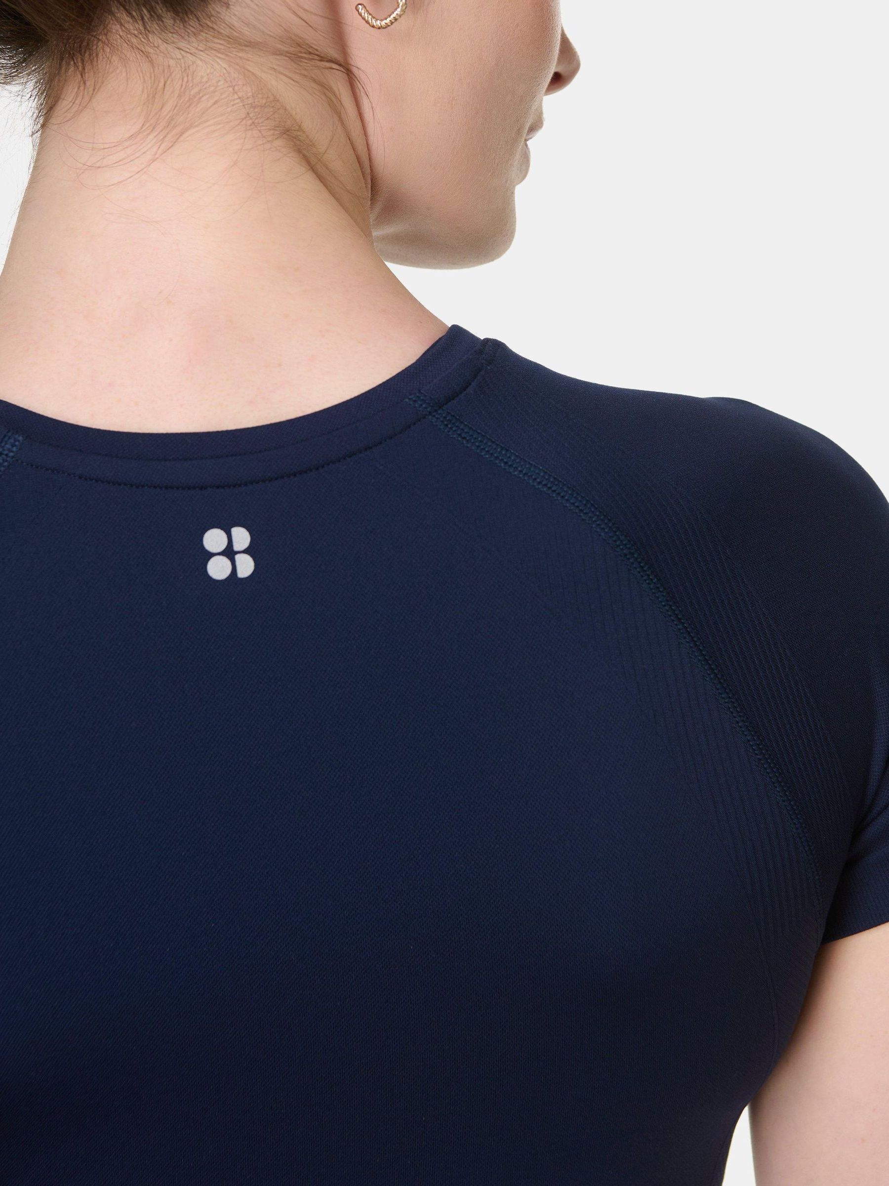 Buy Sweaty Betty Blue Athlete Crop Seamless Workout T-Shirt from