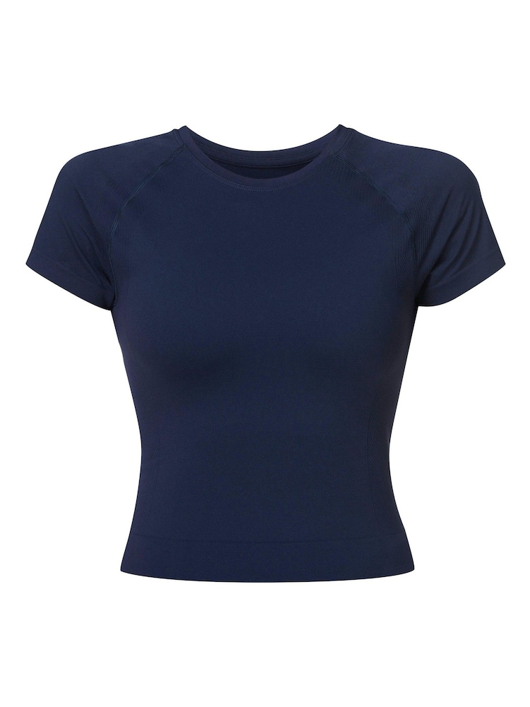 Sweaty Betty Blue Athlete Crop Seamless Workout T-Shirt - Image 7 of 7 Sweaty Betty Blue Athlete Crop Seamless Workout T-Shirt - Image 7 of 7