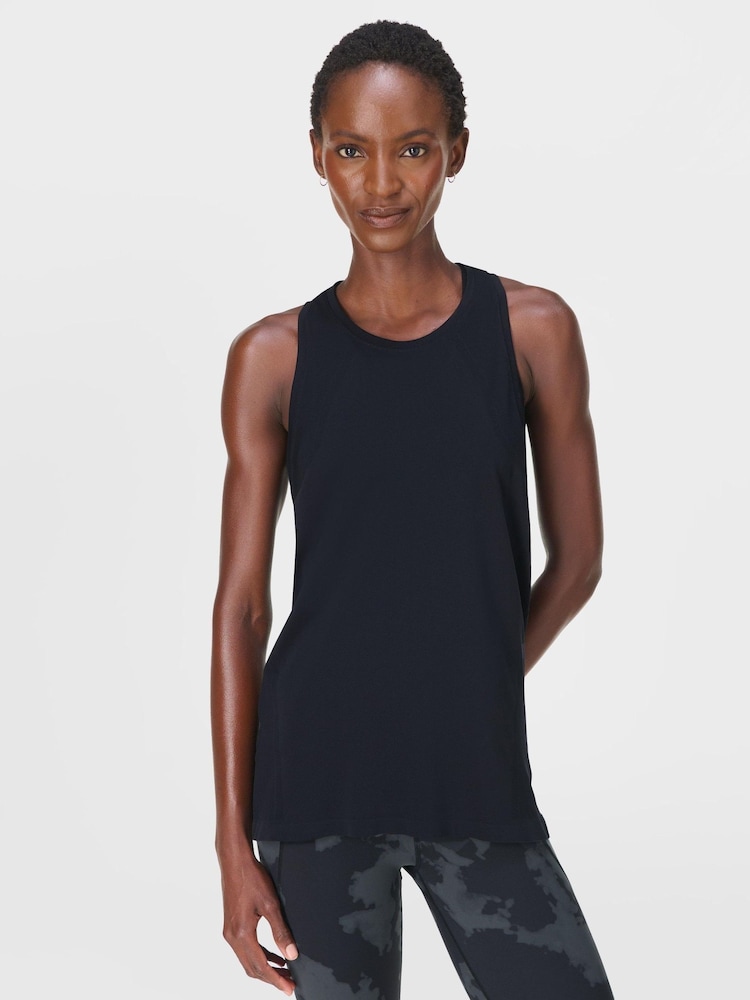 Sweaty Betty Black Athlete Featherweight Loose Seamless Tank - Image 1 of 5 Sweaty Betty Black Athlete Featherweight Loose Seamless Tank - Image 1 of 5