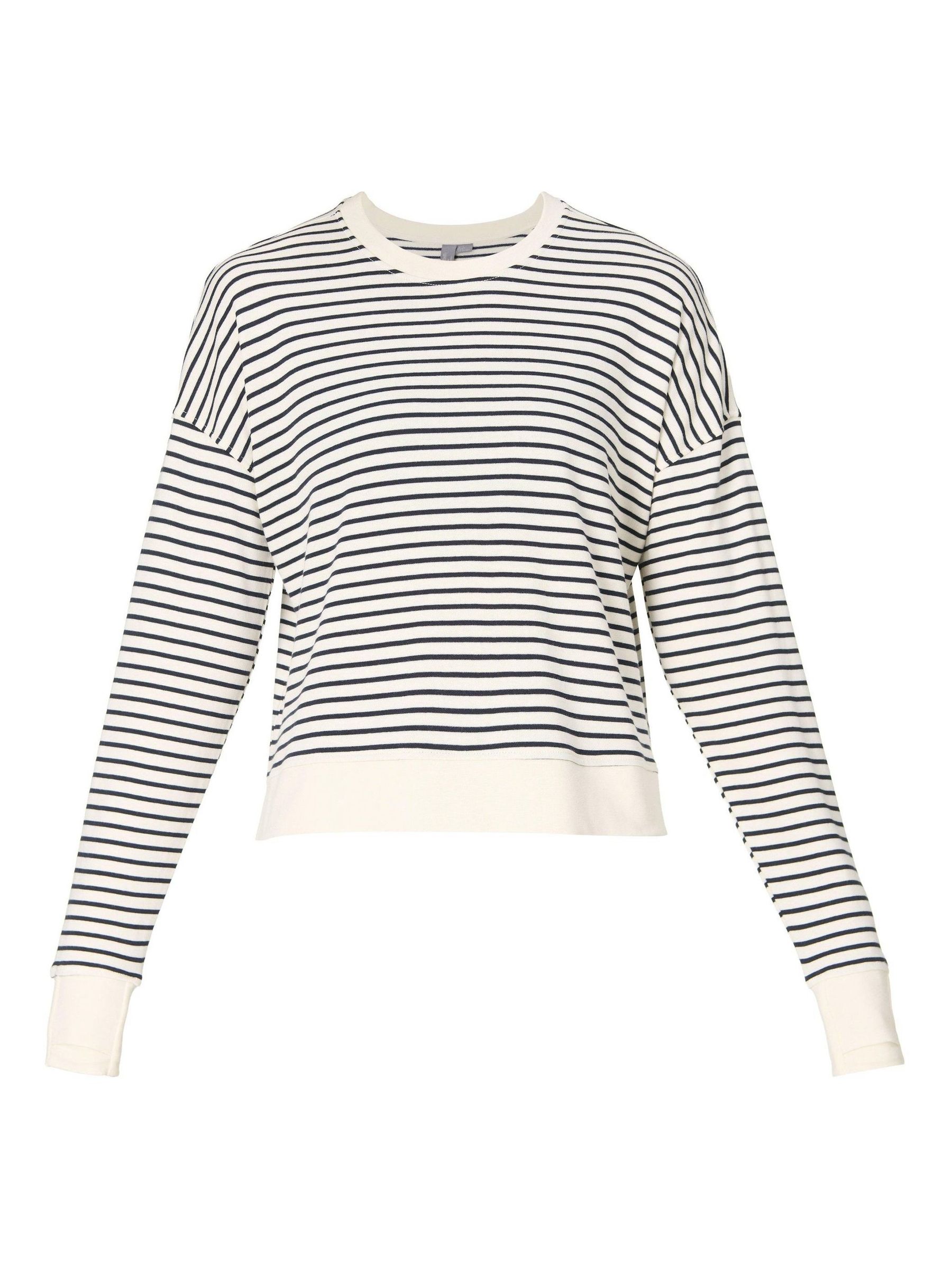 Buy Sweaty Betty White Stripes After Class Crop Sweatshirt from