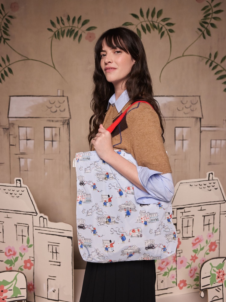 Cath Kidston Blue Paddington London Icons Small Foldaway Tote Bag - Image 1 of 6