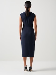 LK Bennett Blue Audrey Petite Spring Peplum Jacket - Image 3 of 4