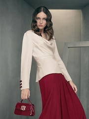 LK Bennett Cream Eva Bow Top - Image 1 of 4