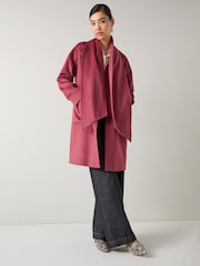 LK Bennett Red Gwen Rouge Wool Mid Length Coat - Image 2 of 4