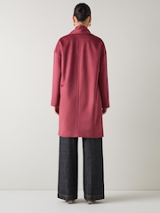 LK Bennett Red Gwen Rouge Wool Mid Length Coat - Image 3 of 4