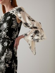 LK Bennett Black Mimi Birch Floral Print Viscose Dress - Image 3 of 3